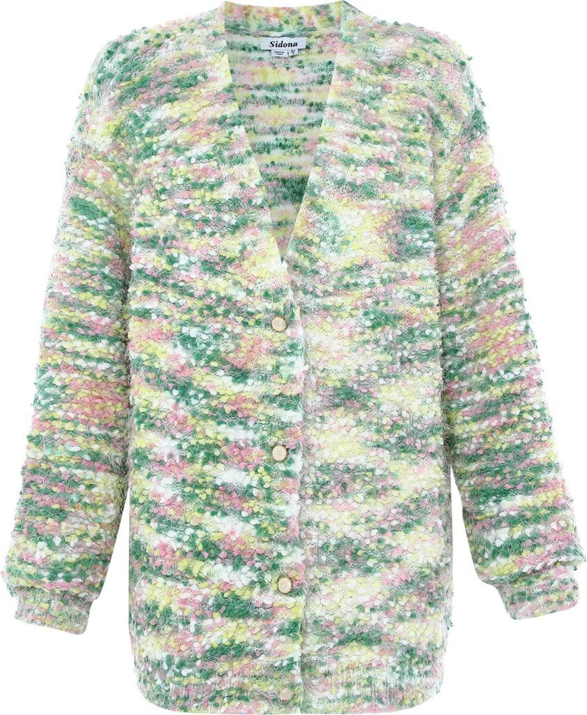 SIDONA damen pullover - weiss grün mehrfarbig, XS/S
