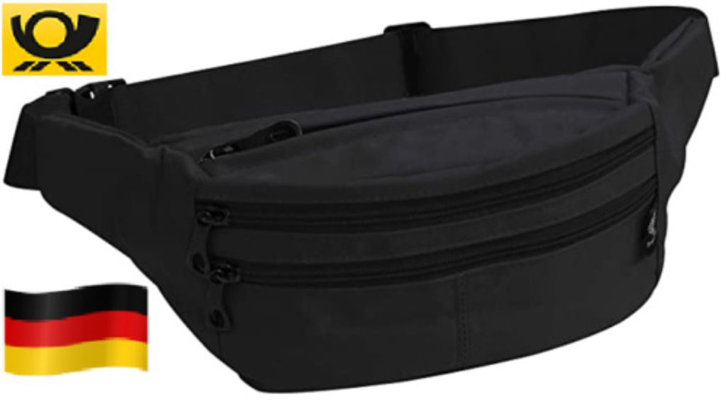 Bauchtasche schlicht & hochwertig schwarz Gürteltasche Hüfttasche Schule Reisen