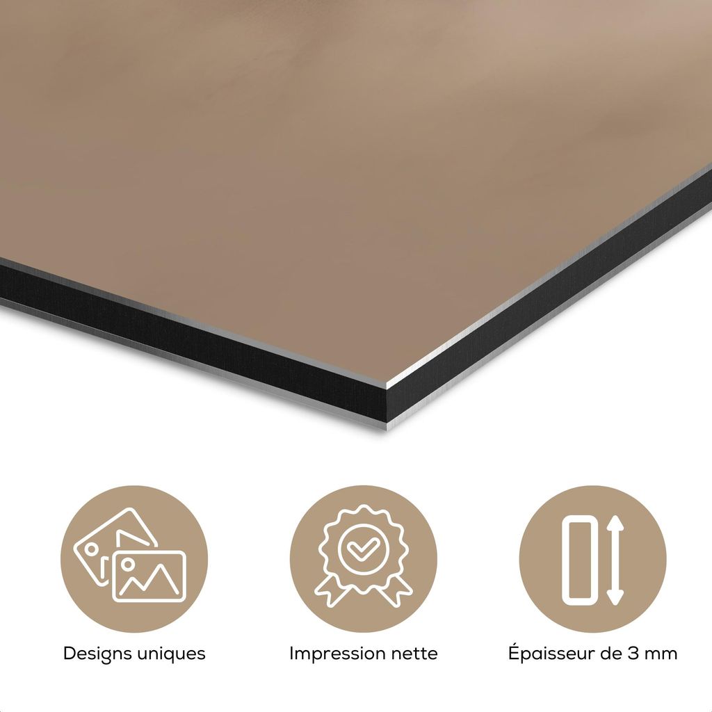 MuchoWow Wanddekoration Metall Metallbild Wandkunst 120x60 cm Vogel - Beige - Japanisch MuchoWow Aluminium Gemälde - Metalbilder