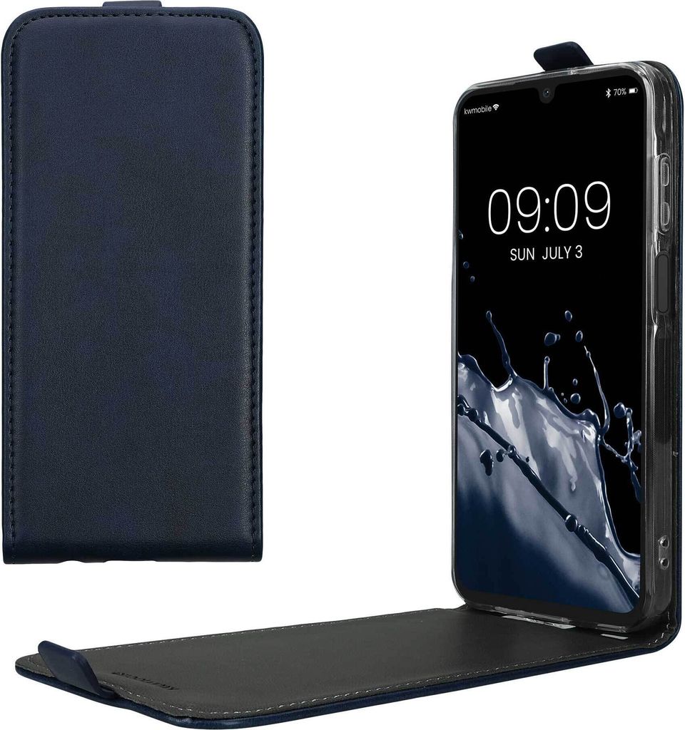 kwmobile Schutzhülle kompatibel mit Samsung Galaxy A15 5G - Hülle Handy - Flip Case Handyhülle Dunkelblau