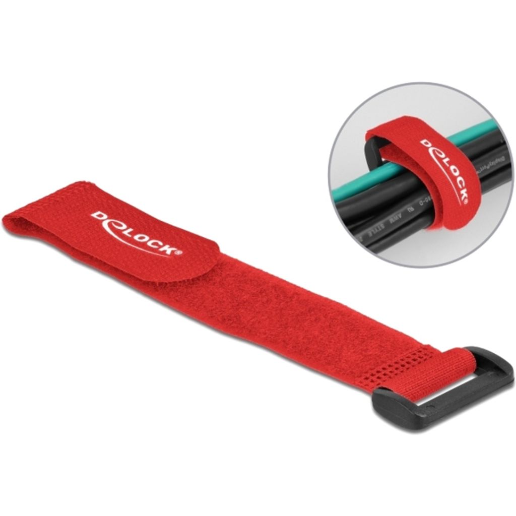 DeLOCK Klett-Kabelbinder mit Schlaufe L 190 x B 25 mm rot 5 Stück, Kabelbinder mit Klettverschluss, Rot, 190 mm, 25 mm, 5 Stück(e)