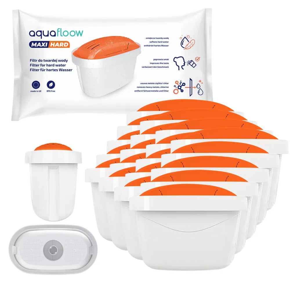 Aquafloow Maxihard cartucce filtro acqua 20 pezzi per acqua dura | cartucce filtro compatibili con Dafi Unimax Aquaphor A5 Brita Maxtra+ Philips