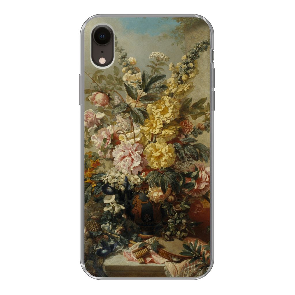 MuchoWow Handyhülle Schutzhülle Hülle für iPhone XR Große Vase mit Blumen - Alte Meister - Malerei Silikon Softcase Handy Hülle - Schutzdeckel
