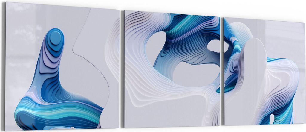 DEQORI Glasbilder Acryl 3x50x50 cm 'Digitale Farblamellen' Wandbilder XXL groß