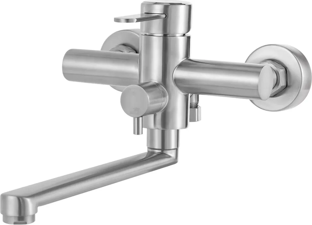 OFFERTA Rubinetto Cucina Parete Inox G1/2 - Acciaio Argento Garantito