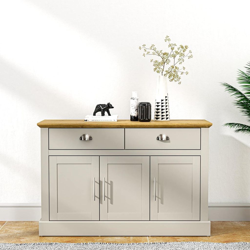 Armadio Galano a 3 ante 2 cassetti 113x39,5x74 cm Grigio Immagine del prodotto 