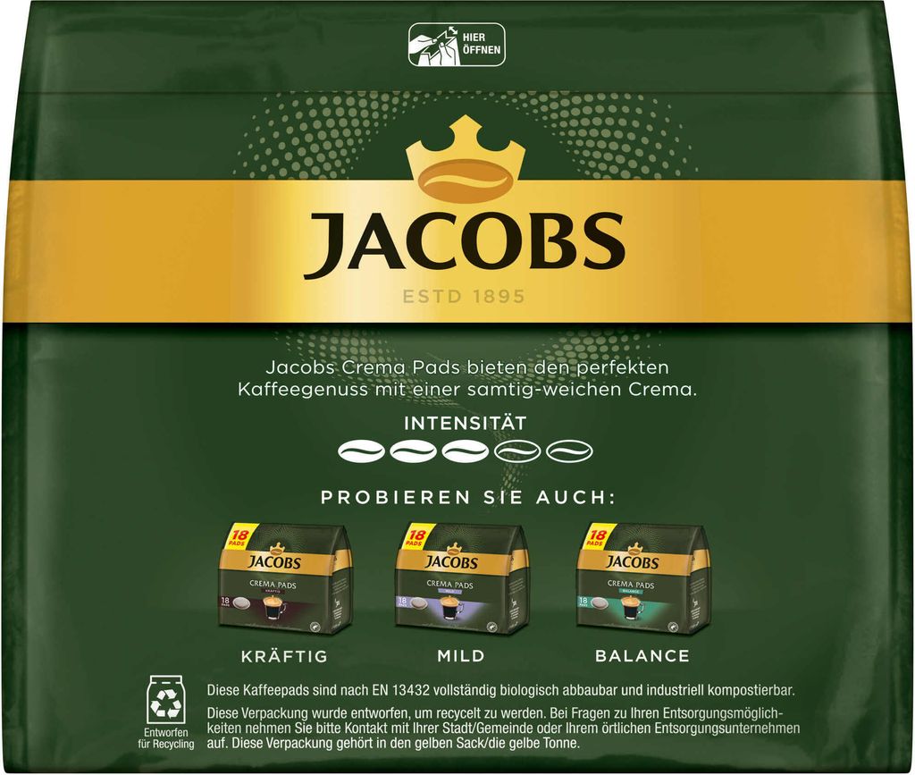 JACOBS Pads Crema Classic 270 Getränke - 15x18 Kaffeepads Produktbild 5