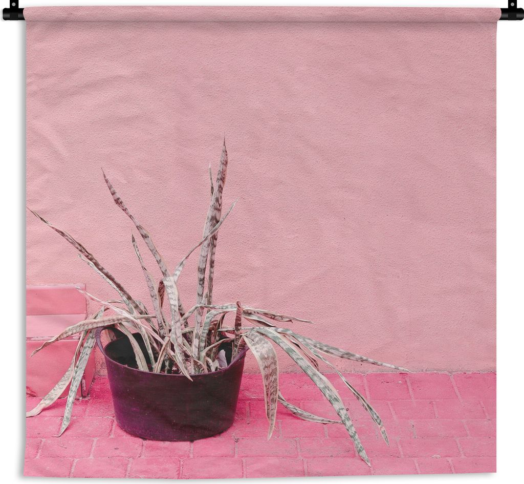 MuchoWow Wandteppich Wandbehang Sommer - Rosa - Pflanzen 60x60 cm Tapisserie Dekoration Wandtuch - Dekorationen - Wand Decke