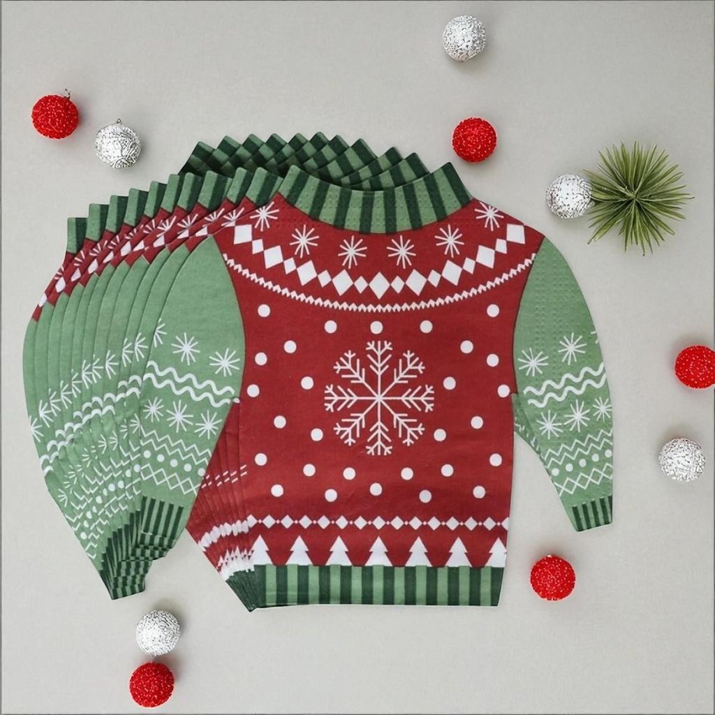 5-Pack Kerst servetten kersttrui - 33x33 cm - Kerstaccessoire