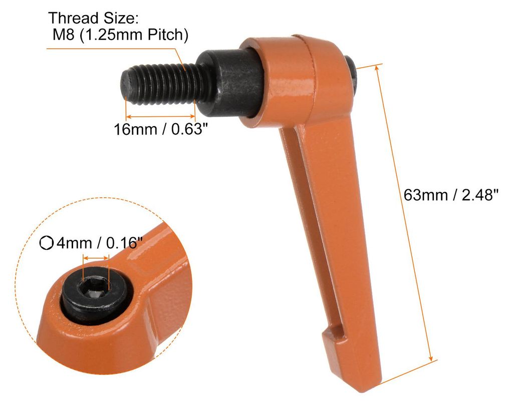 4 Stš¹ck Klemmhebel Griff M8 x 16mm Au?engewinde Schrauben Spritzbeschichter Kohlenstoffstahl Verstellbare Handgriffe Spannhebel Befestigung fš...