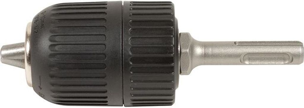 A close-up studio shot of a drill chuck with an SDS adapter attached.
