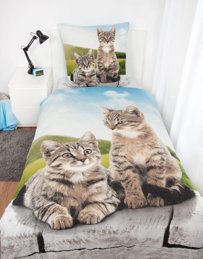 Herding Wende Bettwäsche Set Katzen 2 tlg. 135x200 cm +