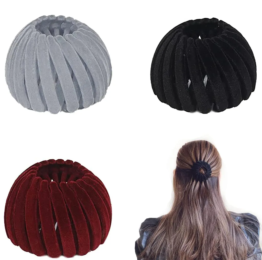 Barrette nid d'oiseau en velours rétractable pour queue de cheval chic