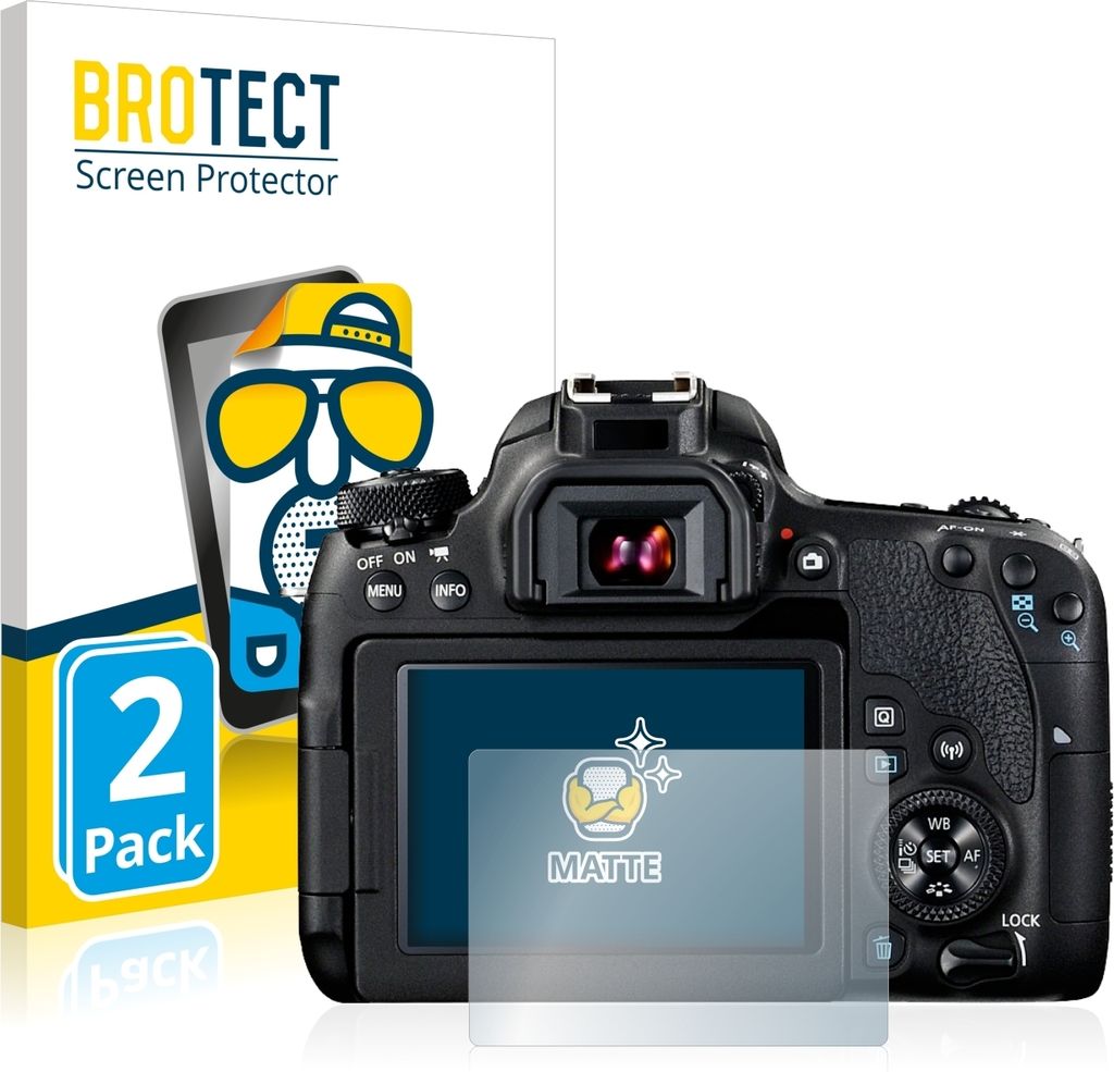 2x BROTECT Schutzfolie für Canon EOS 77D Displayschutz Displayschutzfolie Folie Matt Entspiegelungsfolie