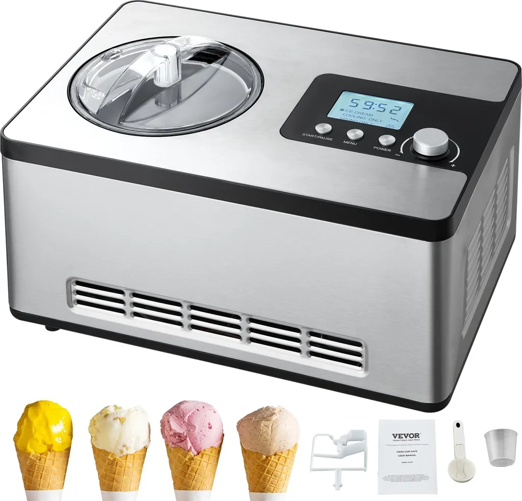 Machine à glace électrique 2L en acier inoxydable pour sorbet et gelato