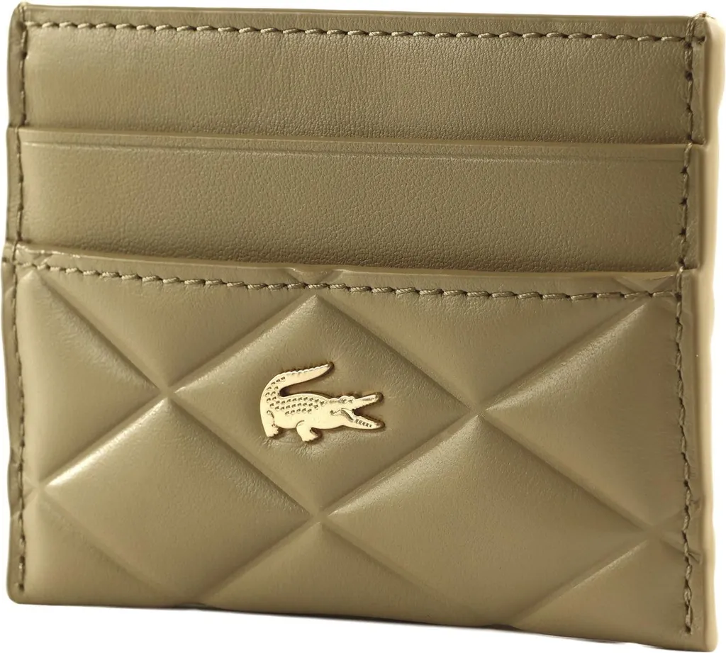 Porte-cartes Lacoste Viennois Marron Clair Finition Cuir avec Crocodile