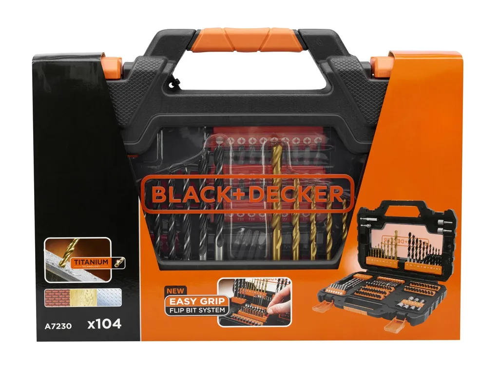 Kit Accessoires Perceuse 104 Pièces Black&Decker A7230 Multi-matériaux