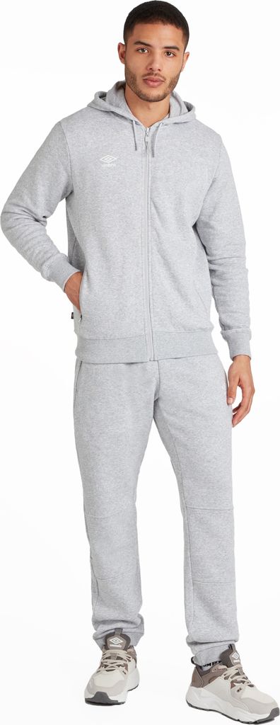 Umbro - "Club Leisure" Hoodie mit durchgehendem Reißverschluss für Herren UO359 (4XL) (Grau meliert/Weiß)