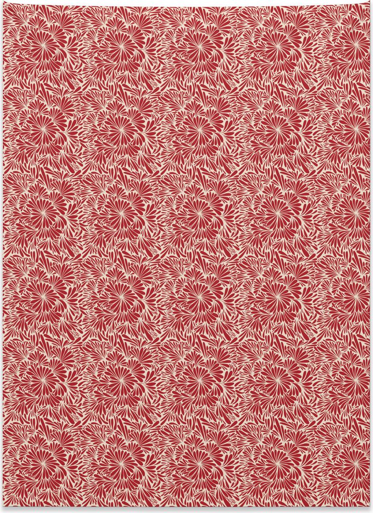 Abakuhaus Blumen Wandteppich, Klassische Vintage-Flourish aus Weiches Mikrofaser Stoff Kein Verblassen Klare Farben Waschbar, 110 x 150 cm, Zinnobe...