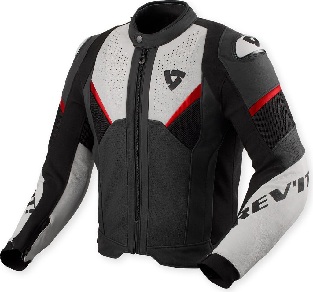 Revit Automate perforierte Motorrad Lederjacke, schwarz/hellgrau, 46