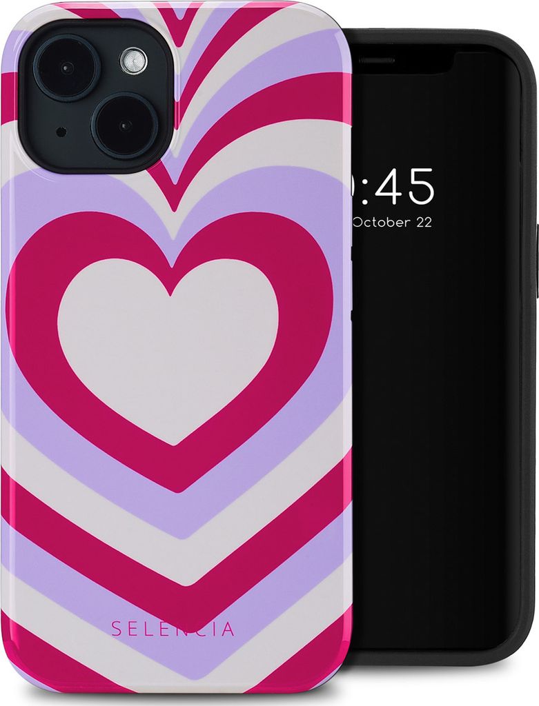 Selencia Vivid Rückabdeckung mit MagSafe iPhone 14 - Double Hearts Rubine Red Lilac