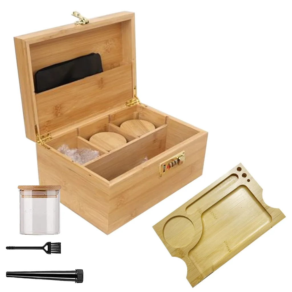 Set boîte à cigares en bambou et rangement décoratif pour homme 26x18