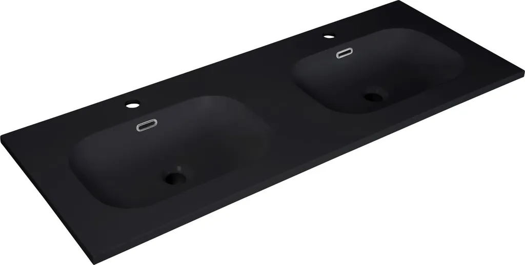 Plan vasque en résine noire ENIO 140cm : résistance et finition mat premium