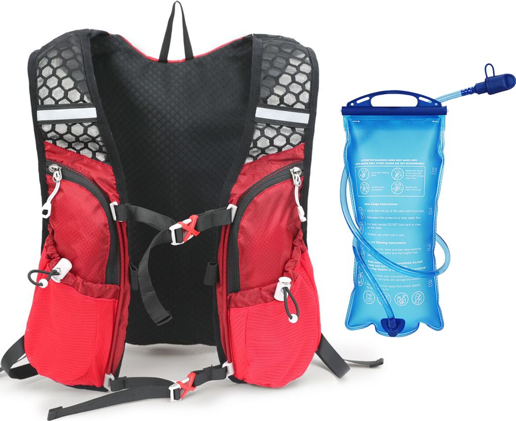 Trinkrucksack Rucksack mit 2L Wasserblase Superleichte, atmungsaktive Trinkweste zum Laufen im Freien, Radfahren, Klettern