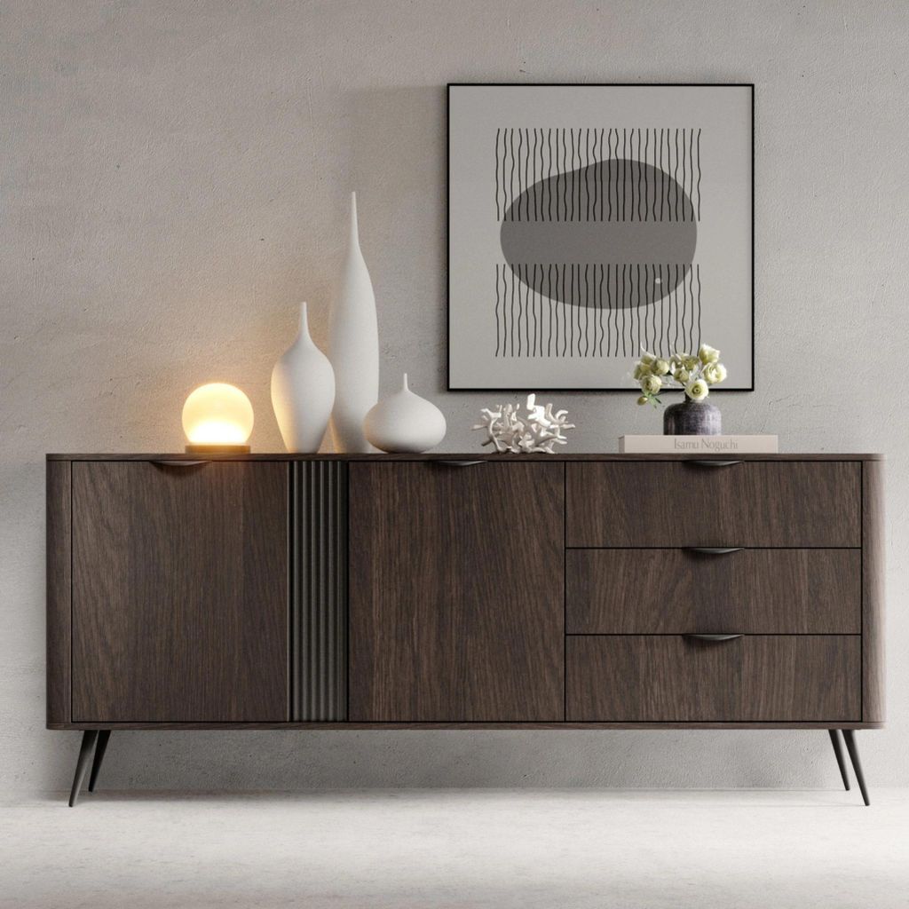 Sideboard Kommode TERZO K195 2D3S Eiche Dunin Dunkel Produktbild 