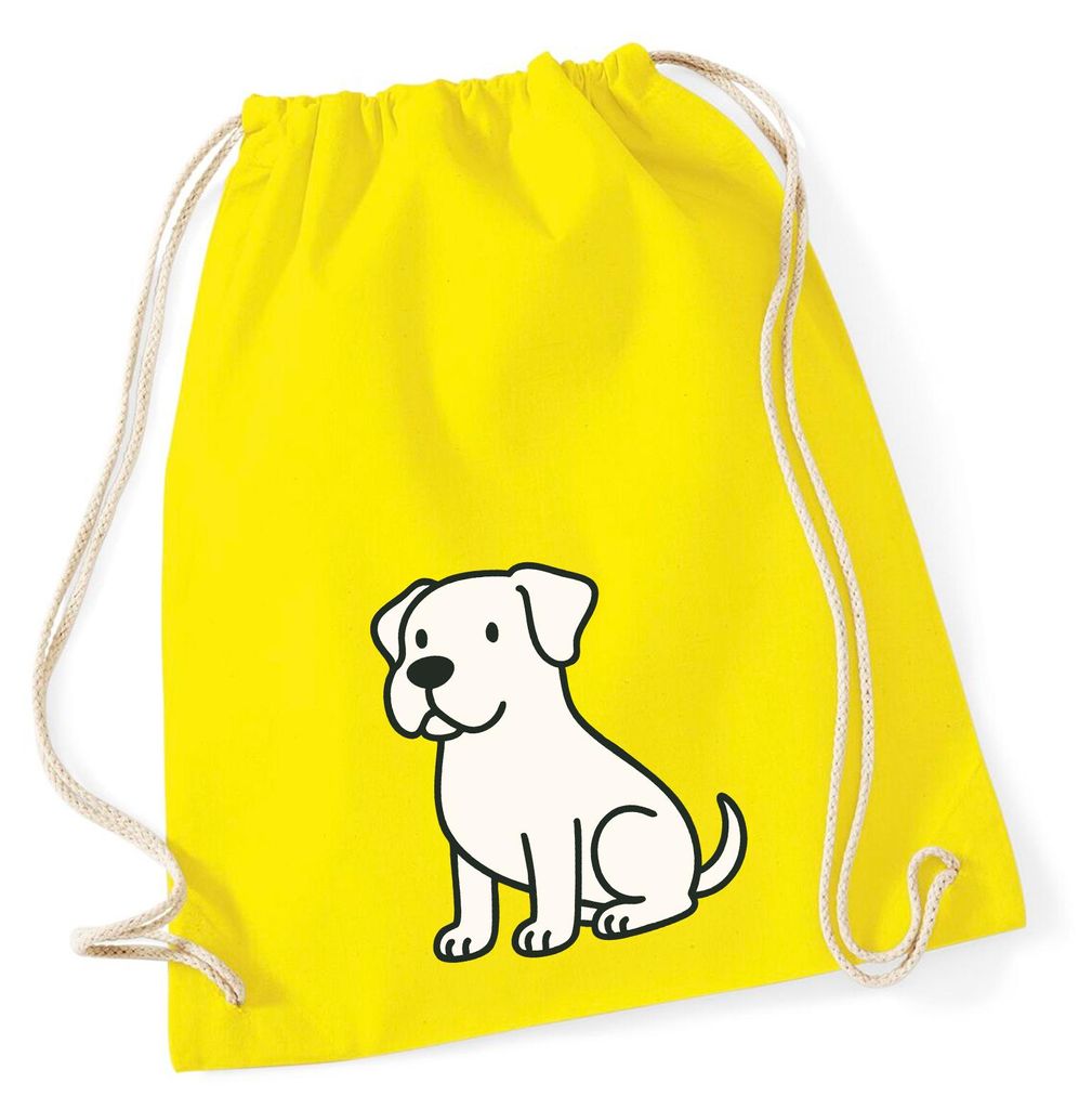 Huuraa Turnbeutel Dogo Argentino Comic Dogo 12 Liter Yellow Baumwolle Rucksack Geschenkidee