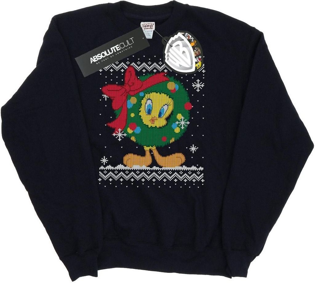 Looney Tunes - "Tweety Pie Christmas Fair Isle" Sweatshirt für Damen BI8333 (XL) (Schwarz)