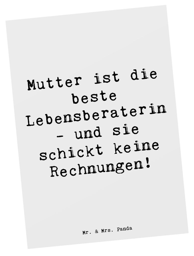 Mr. & Mrs. Panda Postkarte Spruch Mama Ratschläge - Weiß - Geschenk, Mutterliebe, Lebensberaterin, Grußkarte, Mutter, Familienmitglieder, Postka...