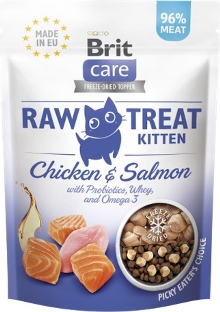 Brit RAW Treat Cat Kitten, Kitten, jede Rasse, Huhn, Lachs, 40 g, Getreidefrei