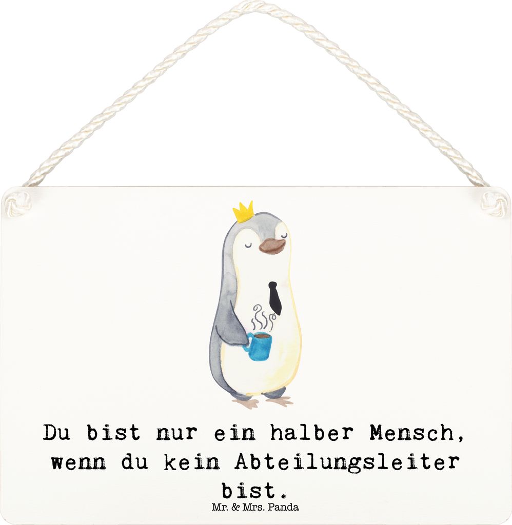 Mr. & Mrs. Panda Deko Schild Abteilungsleiter Herz DIN A6 - Weiß - Geschenk, Beruf, Witzig, Lustig, Wandbild Holz, Türschild, Führungskraft, wan...
