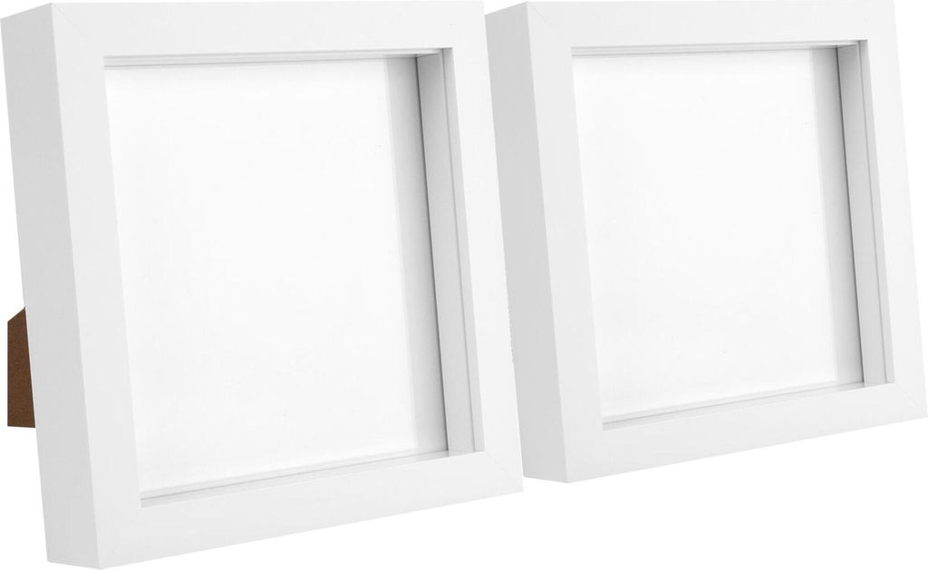 2x weiß 6 "x 6" 3D Box Bilderrahmen - stehendes hängendes Handwerk Schattenbildanzeige - von Nicola Spring