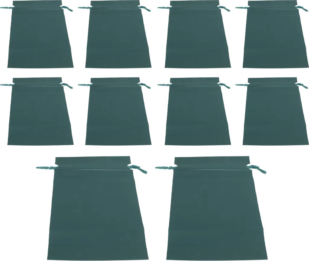 Set 10 Borse Portaoggetti Coulisse Impermeabili Nero-Verde per Viaggio e Scuola