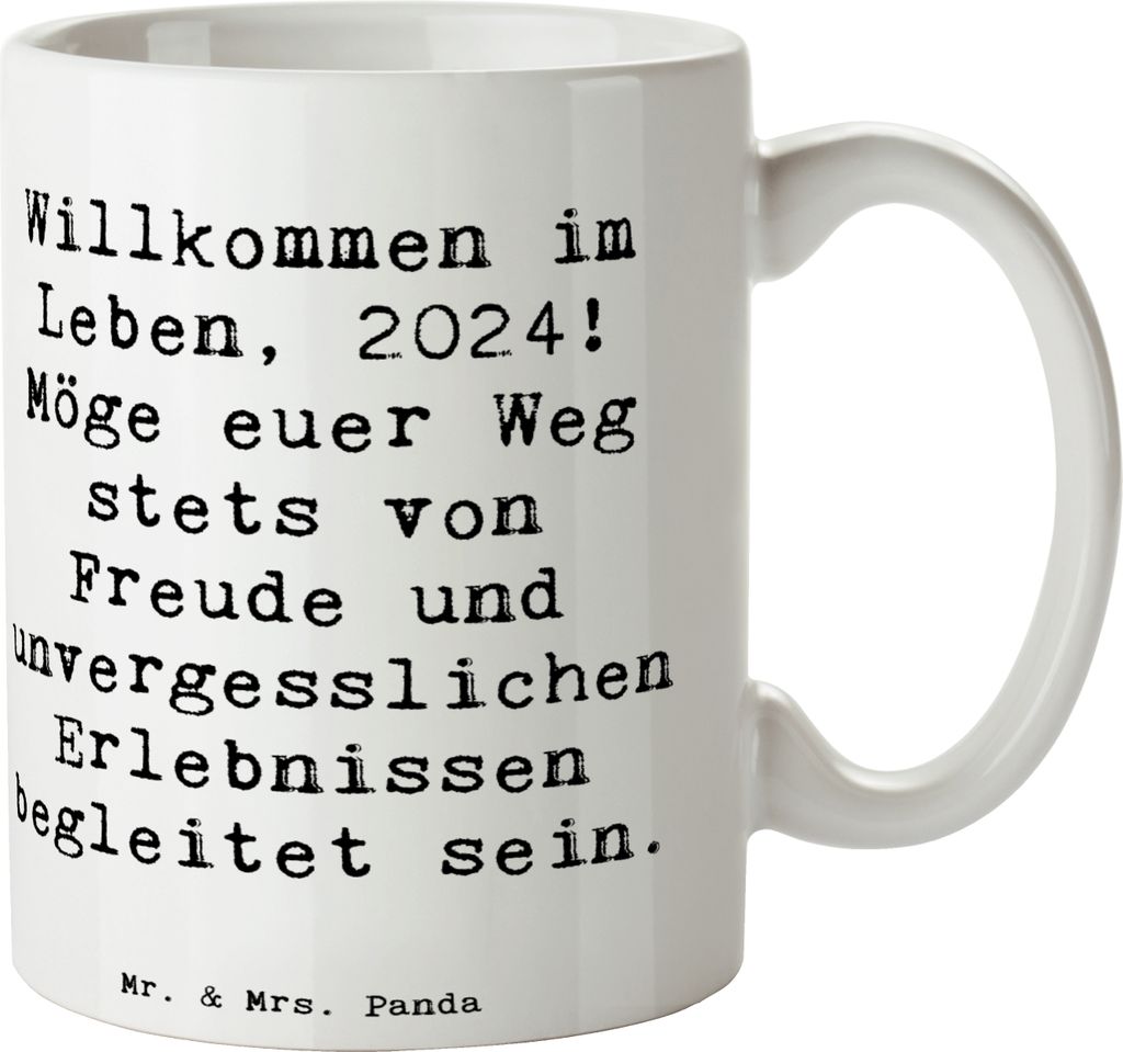 Mr. & Mrs. Panda Pott Spruch 2024 Geburtstag - Weiß - Geschenk, Kaffeetasse, Lebensfreude, Motto für, besonderes Jahr feiern, Happy Birthday, Tee...