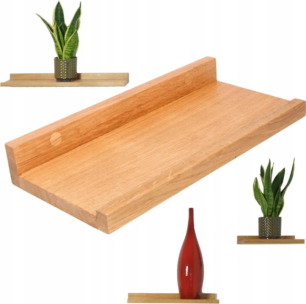 Petite étagère murale en bois de chêne 14,5x30cm pour rangement mural