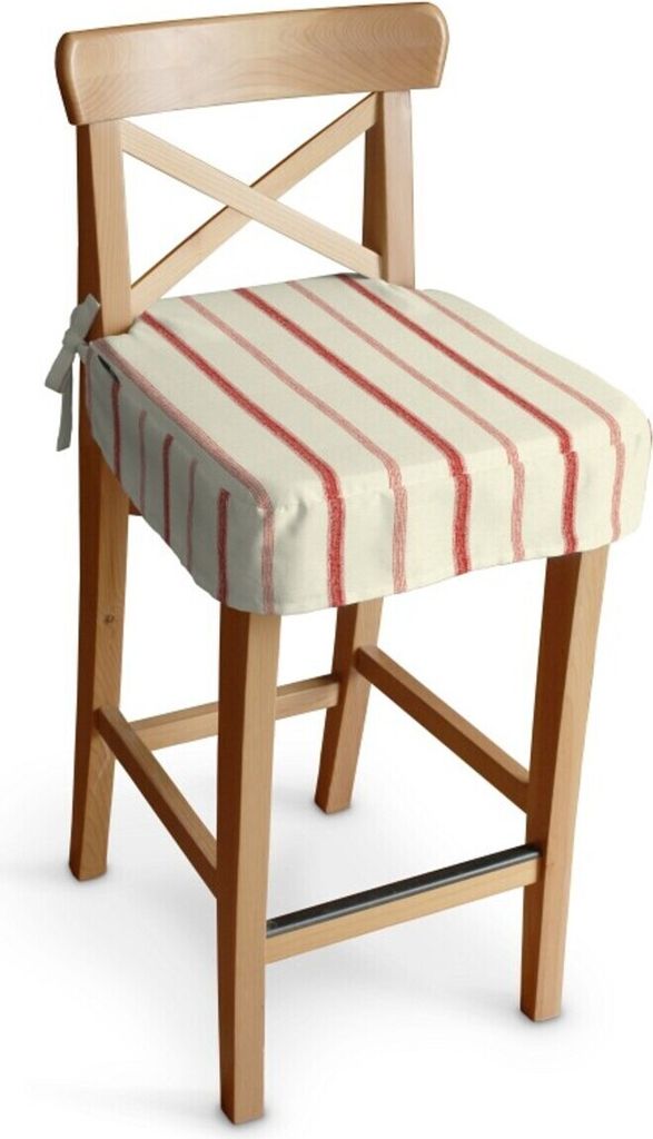 Dekoria Sitzkissen für Barhocker Ingolf, creme- rot gestreift, Barstuhl Ingolf