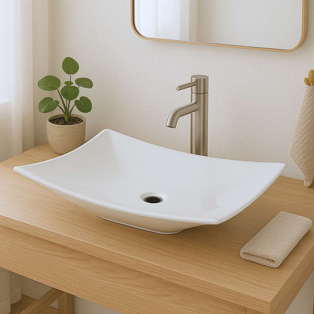 Paulas Bad Keramik Aufsatzwaschbecken Waschschale Sanitärkeramik weiß Zoe