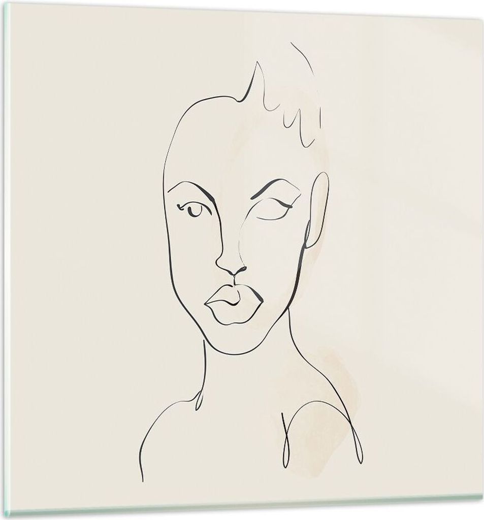 Bilder auf glas - Einteilig - Porträt Afro Skizze - 40x40cm - Glasbilder - Wandbilder - Bilder - zum Aufhängen bereit - Wanddekoration aus Glas -...
