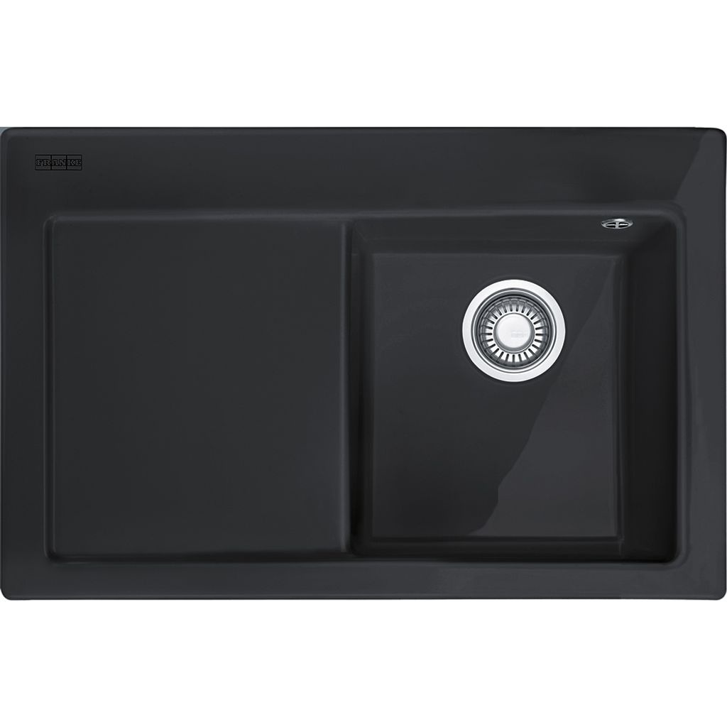 FRANKE MYTHOS MTK 611-78 Einbauspüle / Keramik / Onyx / Becken Links / Druckknopf / 45 cm