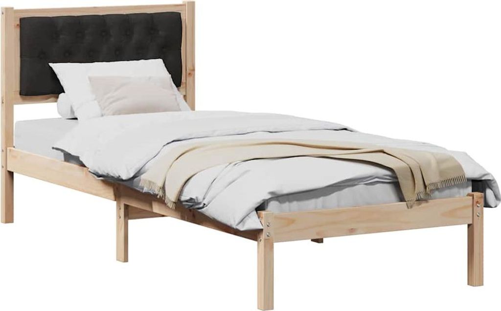 Stabli Bettrahmen Schwarz 90 x 190cm Massives Kiefernholz - DE139969 - Klassische BettenJugendbett Tagesbett