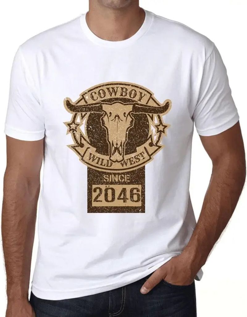 Herren Grafik T-Shirt Wildwest-Cowboy seit 2046 – Wild West Cowboy Since 2046 – Öko-Verantwortlich Vintage Jahrgang Kurzarm Lustige Druck Gebu...