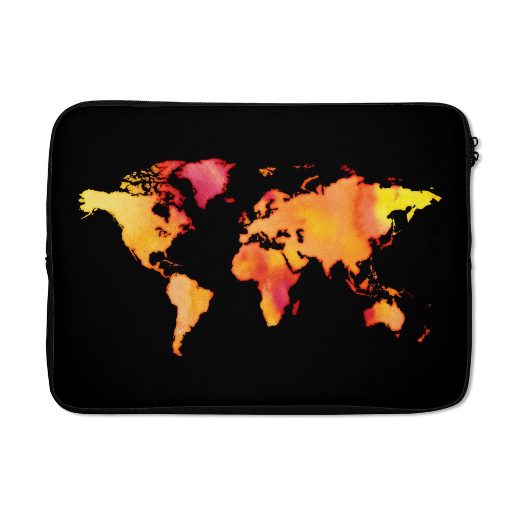 MuchoWow Laptop Hülle 14 ZollWeltkarte - Aquarelle Laptoptasche - Laptoptasche - Stoßsicher - Schutzhaube