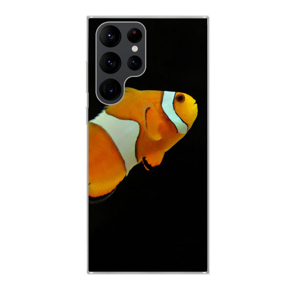 MuchoWow Handyhülle Schutzhülle Hülle für Samsung Galaxy S22 Ultra Fisch - Linie - Schwarz Silikon Softcase Handy Hülle - Abbildung