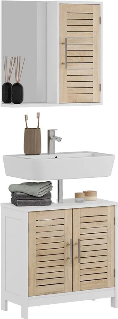 Arredo Bagno Vicco Looma 2 Parti: Mobile Sottolavabo e Specchio Quercia - 5