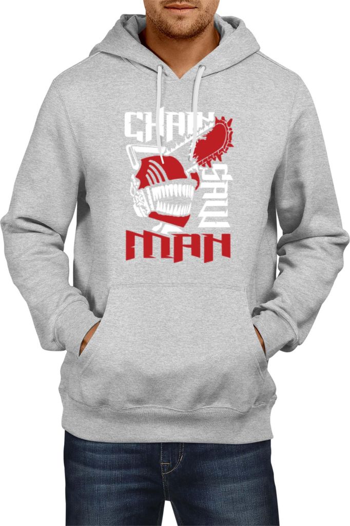Herren Kapuzenpullover Manga Japan Anime Comics Animation Chainsaw Anime manga Man 08, Man XL / Grau