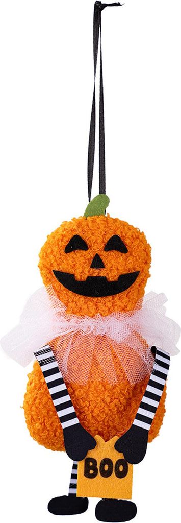 Plüsch-Halloween-Ornament, kleine schwarze Katze/Kürbis/Geist/Skelett, hängende Dekoration für den Weihnachtsbaum
