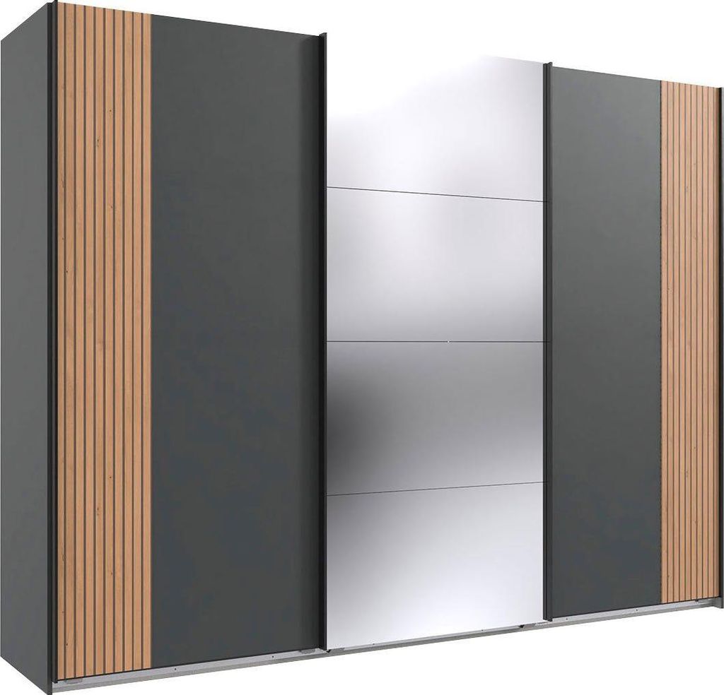 Schwebetürenschrank Malaga Kleiderschrank Farbe und Breite wählbar,Graphit / Artisan Eiche,270cm